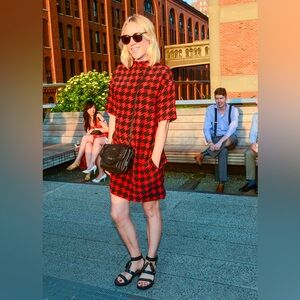 Used Coach Red & Black Silk Mini Dress